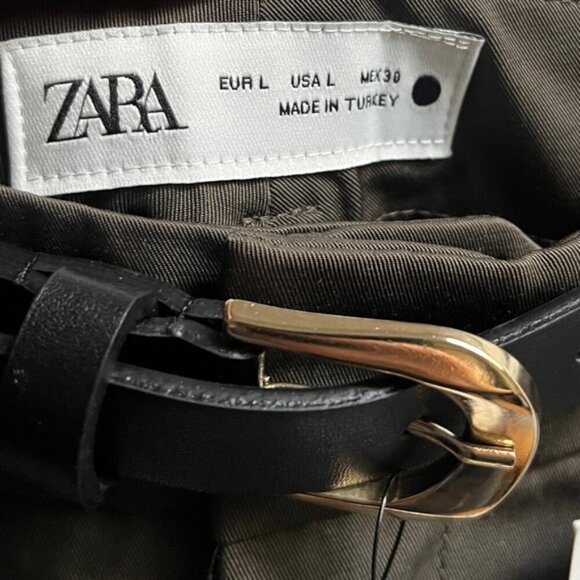 NWT Zara Collection belted trousers Sz L - Picture 6 of 13